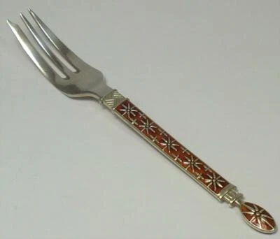 £27 • Buy Vintage Sterling Silver & Enamel Cake/Pastry Fork (5”) By J. Tostrup -Norway (3)