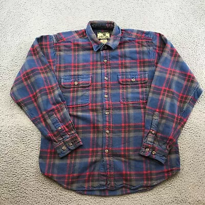 Field & Stream Flannel Shirt Adult Medium Blue Plaid Button Long Sleeve 47316 • $18.99