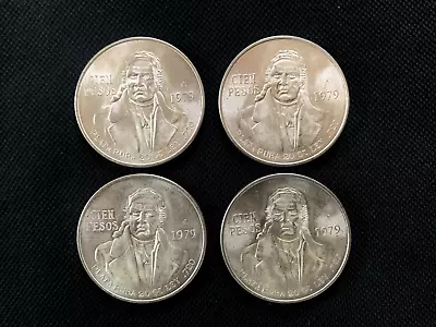 Set Of 4 - 1979 Mexico Cien Peso .720 Silver Coin Jose Morelos Impressive BU • $89.95