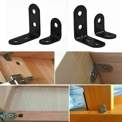 Black Stainless Steel L Shaped Brackets For Furniture Reinforcement 10pcs • $20.58
