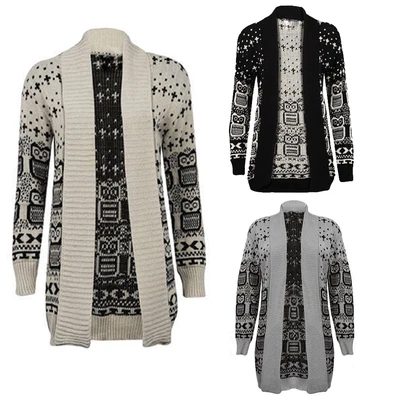 £11.99 • Buy Ladies Owl&Skull Print Knitted Cardigan Womens Long Sleeve Plus Size Jumper 8-26