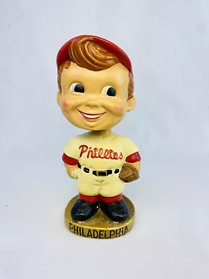 Phillies MLB Extremely Scarce Swirl Cap Nodder 1963 Vintage Bobblehead Gold Base • $175