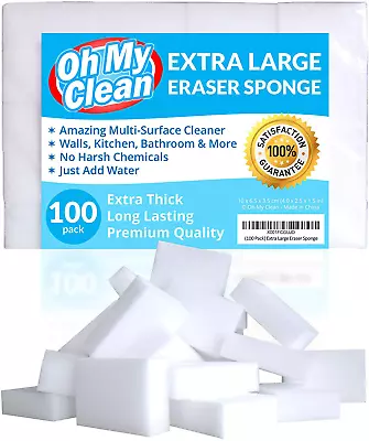 (100 Pack) Extra Large Eraser Sponge - Extra Thick Long Lasting Premium Melami • $76.55