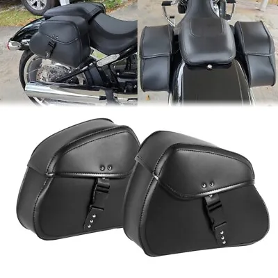PU Leather Side Saddle Bags Saddlebag For Suzuki Boulevard M109R M50 M90 M95 C90 • $65.99