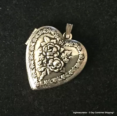 Vintage Necklace Pendant MARKED 925 STERLING SILVER Heart Picture Locket Lot Y • $3.25