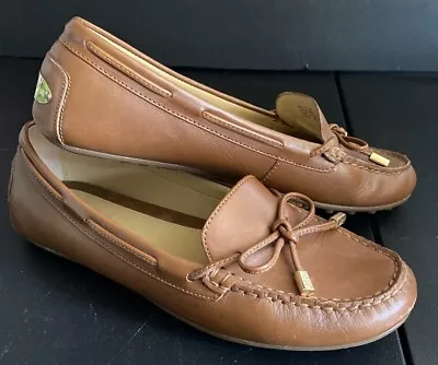 MICHAEL KORS Women's Luggage Brown Leather Sutton Moccasin Loafer SZ 8 M • $35