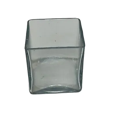 £3.96 • Buy Cubed Glass Flower Vase Candle Holder Square 4  Tall 4  Square Clear Glass READ