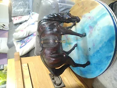 Horse Figure Statue Vintage Collectable Leather  Horse Head Down Stirrup Gift  • £29