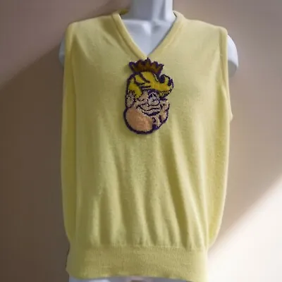 Vtg Harrod Ltd Orlon Acrylic Yellow Sweater Vest Sz Medium TRUMP King  • $15.39