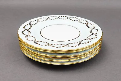 Minton England Tiffany S600 Gold Laurel Light Blue Bread & Butter Plate Set Of 6 • $399.99