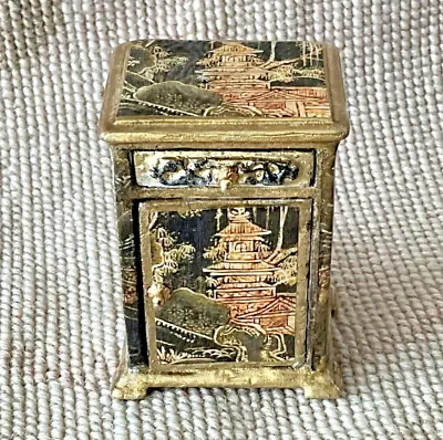 Dollhose Miniature Chinoiserie Hand Painted & Decal Lacquered Chest 1967 • $89.95