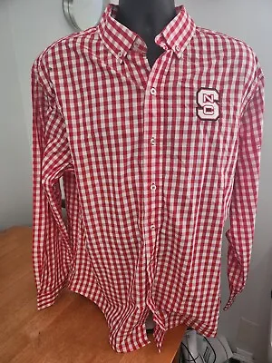 $14.99 • Buy New Knights Apparel Carolina NC State Wolf Pack Plaid Button Up Shirt Mens Large