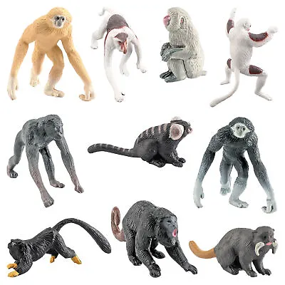 10pcs Plastic Wild Zoo Animals Model Figure Kids Toys Monkey Chimpanzee Gibbon • £10.75