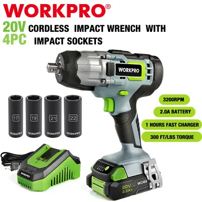 20V Cordless Impact Wrench 1/2''320Ft Pounds Max Torque 4PC Drive Impact Sockets • $89.99