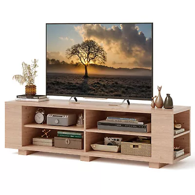 59  Wood TV Stand Console Storage Entertainment Media Center With Shelf Natural • $129.99