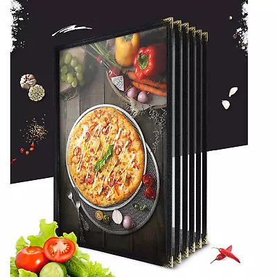 6 Pages 12 View Menu Covers Double Stitched Black Silver Corners And Matte • $21.41