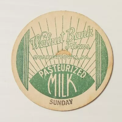  Walnut Bank Dairy Pasteurized Quakertown PA Bucks Co Milk Bottle Cap Sunday • $1.39