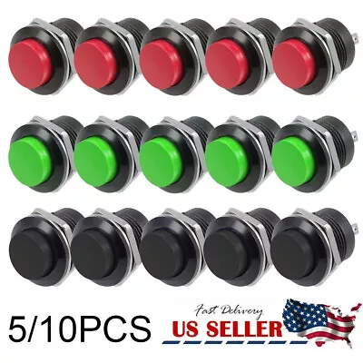 16mm 2 Pins Push Button Switch Non-Lock Momentary Open Round Metal 5/10PCS • $8.99