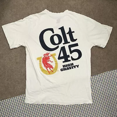 Colt 45 Malt Liquor Shirt By Pabst Blue Ribbon Cream White Small Punk Beer PBR • $15