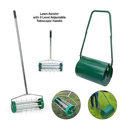 3Level Adjustable Telescopic Handle Gardening Lawn Aerator 38L Lawn Metal Roller • £23.85