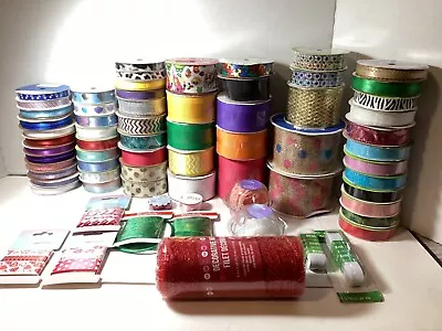 Mixed Lot Of Craft Ribbon - Assorted Different Colors And Sizes - Mostly New • $33.26