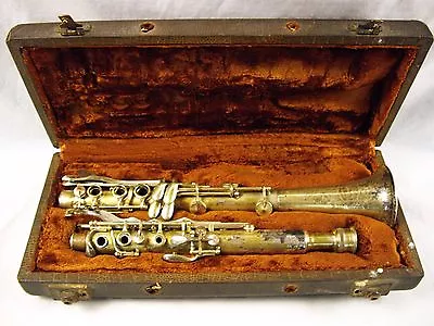 1928 C.G. CONN 624N-B  ARMORED  PRO Bb SILVER METAL CLARINET ELKHART RARE • $2750