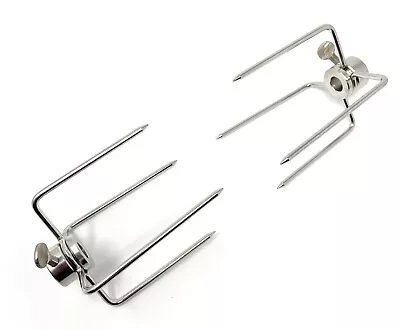 Stainless Steel Spit Forks For Cypriot Rotisserie Barbecue BBQ 8mm Skewer - 2pk • £19.97