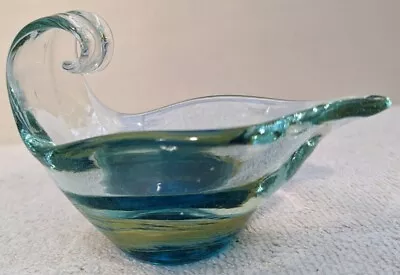 Vintage Mdina Malta Studio Hand Blown Aladdin's Lamp Shaped Art Glass Bowl • $25