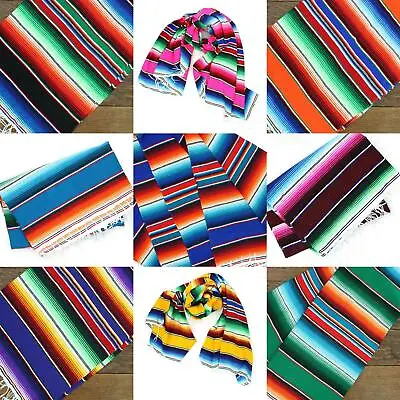 £19.90 • Buy Handwoven Mexican Serape Traditional Jorongo Blanket Shawl Cloak Bright Colour