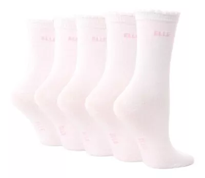 £6.99 • Buy 5 PK Womens Girls ELLE White Dress Everyday School Summer Socks Shoe Size 4-5.5