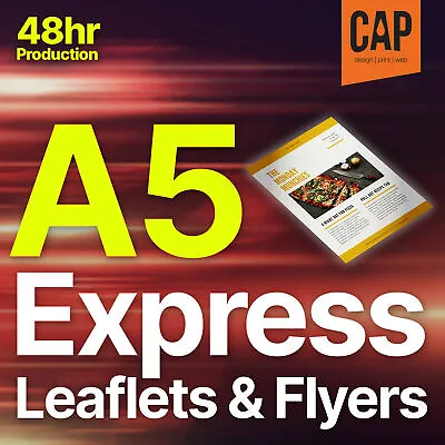 £45.59 • Buy NEW A5 Express 48HR Leaflets & Flyers | 170/350gsm | Single / Double Sided Print