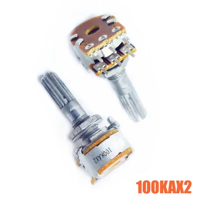 Japan ALPS RK16 100KAX2 LOG Stereo Volume Potentiometer Dual 100K Knurled Shaft • $10.21