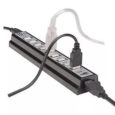 10 Port Hi-Speed USB 2.0 Hub + Power Adapter For PC Laptop Computer • $18.37