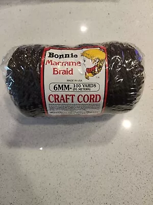 Vintage Pepperell Bonnie Macrame Braid Craft Cord 6mm 100 Yards Dark Brown NEW • $12.99