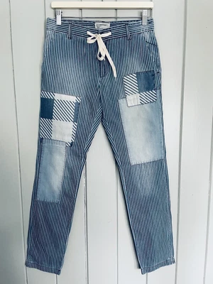 £28.79 • Buy Current Elliott Drawcord Trousers 25 Whereabout Discovery Repair Blue Patchwork