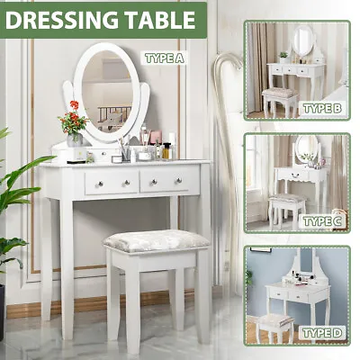$31.99 • Buy Dressing Table Set With Drawer Led Light Vanity Makeup Mirror Stool Desk Dresser