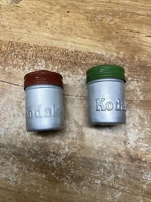 2 Vintage Kodak Yellow Film Canisters Brown & Green Lids • $16.25