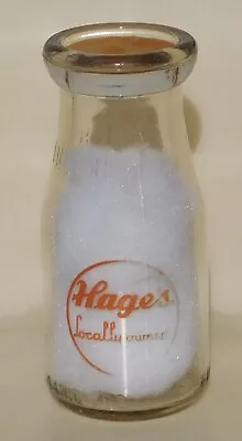 VTG HAGE'S Glass Milk Bottle HALF PINT San Diego Ca • $19.95