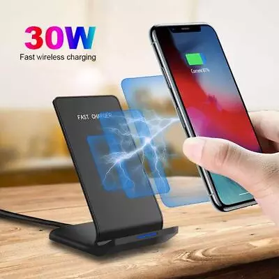 For Samsung IPhone Phone Qi Wireless 30W Fast Charger Charging Pad Stand Dock • $19.57
