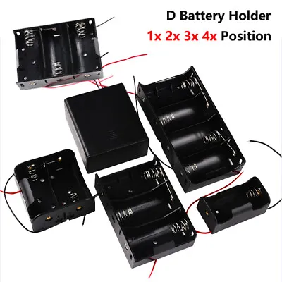 Battery Holder For D Battery 1x 2x 3x 4x Position Cell Case Box With Wire/Switch • £28.50