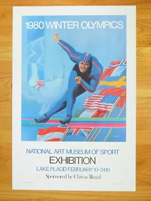 NATIONAL ART MUSEUM Lake Placid 1980 Poster OLYMPICS Miracle On Ice CHIVAS REGAL • $175