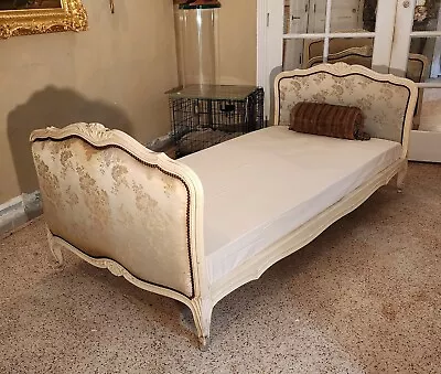 French Daybed ( Chaise Long ) Circa 1860 Hand Carved Floral  Scrolls  Ivory. • $3450