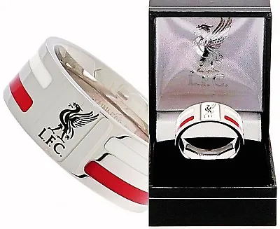 £23.49 • Buy Liverpool Fc Colour Stripe Band Ring - Stainless Steel Complete In Lfc Gift Box 