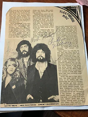 Fleetwood Mac Signed Christine McVie Signed Dec 1977 Magazine Page X5 • $468.90