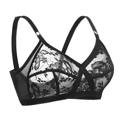 PLUS Size Bra Women Bras Lace Mesh Brassiere Wirelesss Miss Sexy Lingerie BCDDEF • £7.19