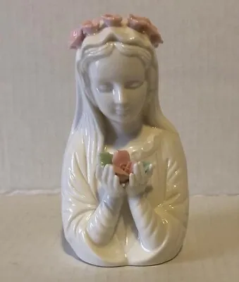 Vtg Lefton China Hand Painted Virgin Mary Madonna Crown Of Pink Roses Hand Light • $35.99