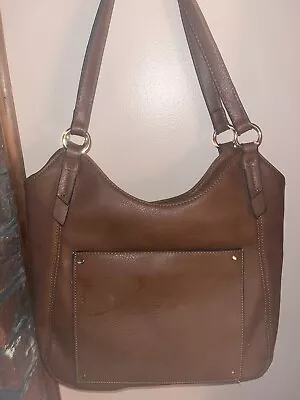 Brown Double Handle Vegan Leather Purse Shoulder Handbag Brown Cognac • $25