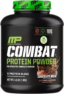 Musclepharm Combat Protein Powder Chocolate Milk - 4 Lb - Sin Gluten - 52 Po... • $90.95