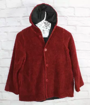 Maralyce Ferree Red Black Button Down Reversible Hooded Jacket Size M • $36.75