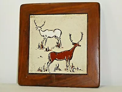 Like Ancient French Cave Art Lascaux Picture Of Two Stags On Ceramic Tile Wood  • $28